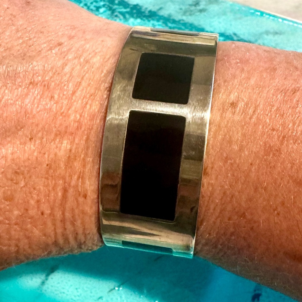 Elegant Silver and Black Wearable Bracelet